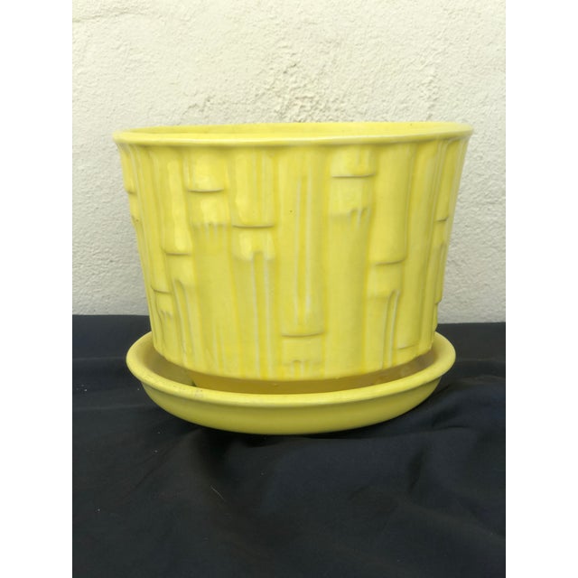 Vintage Mid-Century McCoy Yellow Bamboo Cache Pot Planter For Sale In Naples, FL - Image 6 of 6