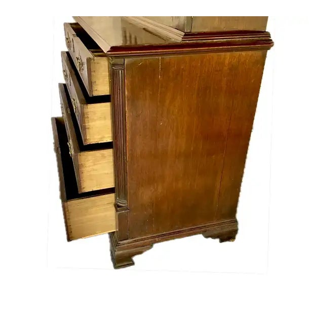 American Chippendale Mahogany China Cabinet Bookcase For Sale - Image 12 of 18