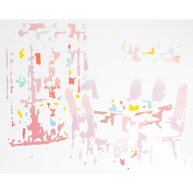 A 1980s serigraph print titled "Modern Dining Room" by the American artist Roger Benedetti (born 1948). This piece...