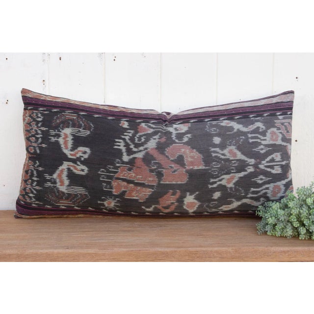 A magnificent antique Indonesian ikat ceremonial throw, now made into a one of a kind pillow. This antique ceremonial...