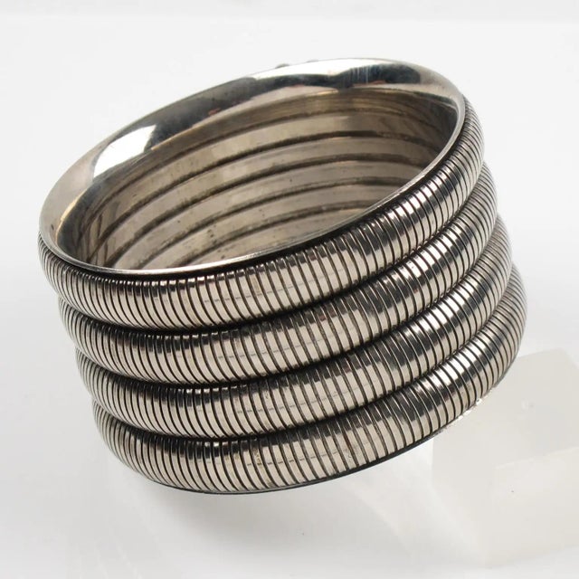 Space Age Machine Age Massive Silvered Metal Bracelet Bangle For Sale In Atlanta - Image 6 of 7