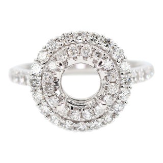 Platinum 950 Natural Brilliant Diamond Semi Mount Ring Size 6.5 For Sale