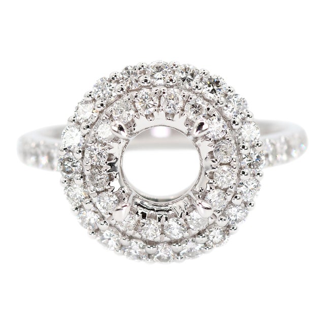 Platinum 950 Natural Brilliant Diamond Semi Mount Ring Size 6.5 For Sale