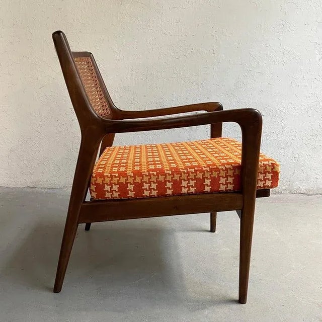 Mid-Century Modern 1950s Mid-Century Modern Cane Back Walnut Armchair For Sale - Image 3 of 10
