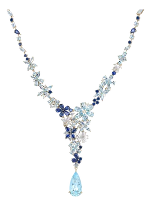 Nina Zhou Symphony Aquamarine Sapphire Statement Necklace