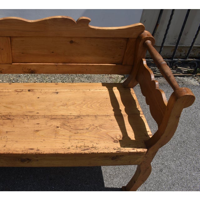 Pine Paneled Bench or Settle, Hungary For Sale - Image 10 of 15