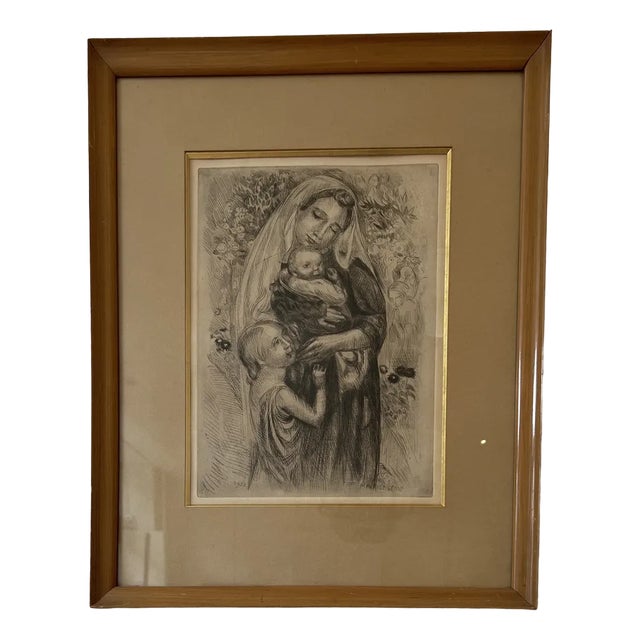 Maurice Denis, Madone avec enfants et angelot, 1922, Etching, Framed For Sale
