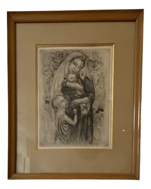 Maurice Denis, Madone avec enfants et angelot, 1922, Etching, Framed