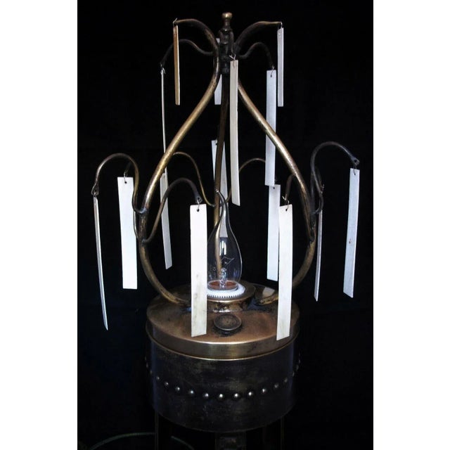 Rare C1890 German Art Nouveau Jugendstil Arts & Crafts Oil Converted Table Lamp/ Original Bone Slabs For Sale In Miami - Image 6 of 13