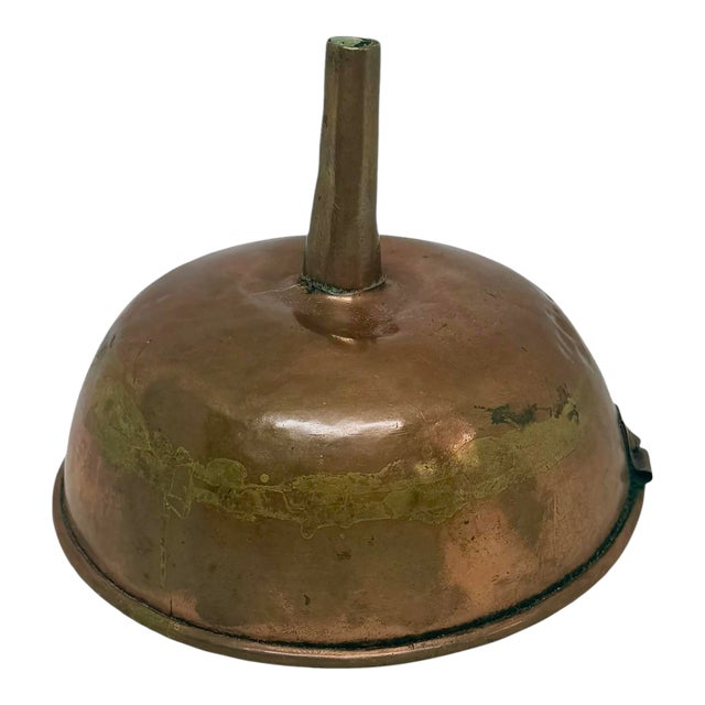 Mid 19th Century Swedish Copper Funnel Hand-Forged With Tin Lining Rustic Kitchen Farmhouse Decor For Sale