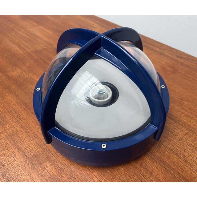 Mid-Century Modern Danish Pirate Blue Metal Outdoor Wall Lamp by Eva and Nils Koppel, Gert Edstrand for Nordisk Solar, 1960s For Sale - Image 12 of 18