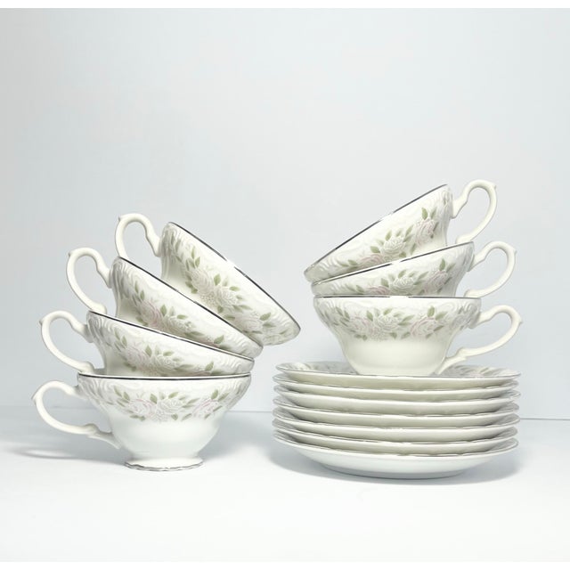 Sheffield “Classic, 501” Set of 7 Bone China Teacups 2 1/4” 8oz & Saucers 5 7/8” Good vintage condition. No chips, cracks,...
