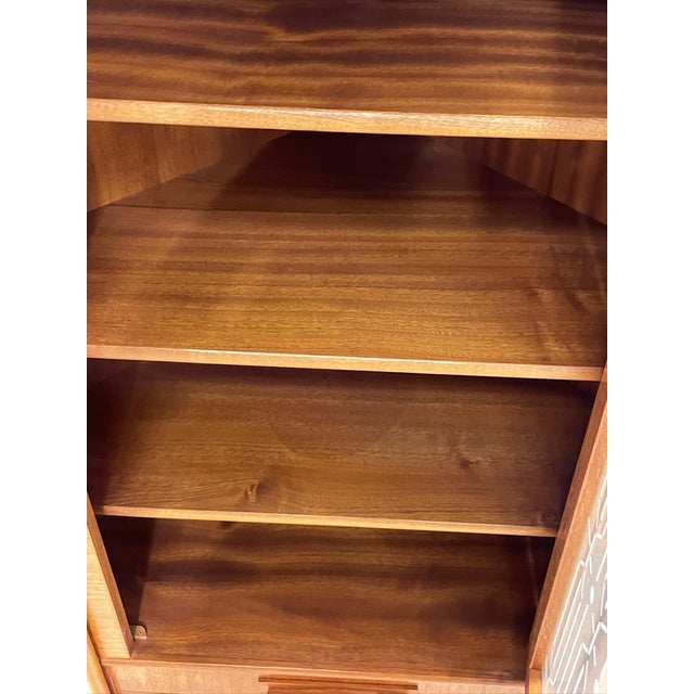 Danish Modern Teak Corner Glass Curio Cabinet or Bar For Sale - Image 4 of 8