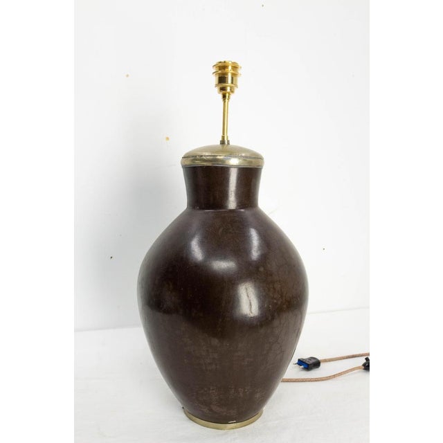 Terracotta Tadelakt Finishing Brown Table Lamp, 1970 For Sale - Image 4 of 8