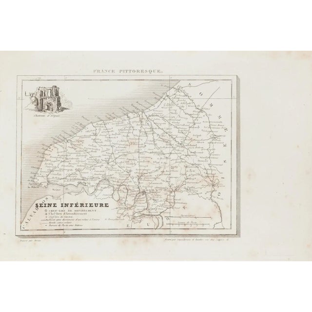 Map of Seine is an original etching realized by an anonymous engraver of the XIX century. Printed in series of ''France...