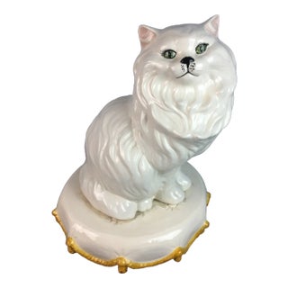1970s White Cat on Pillow For Sale