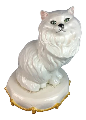 1970s White Cat on Pillow
