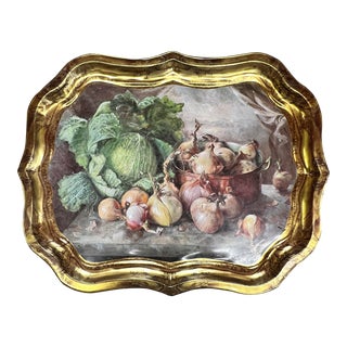 Patricia Madin, England Vegetable Still Life Decorative Tray For Sale