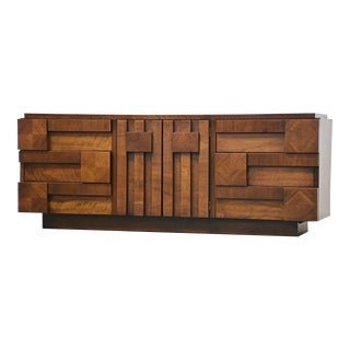 Lane Staccato Walnut Long Dresser For Sale