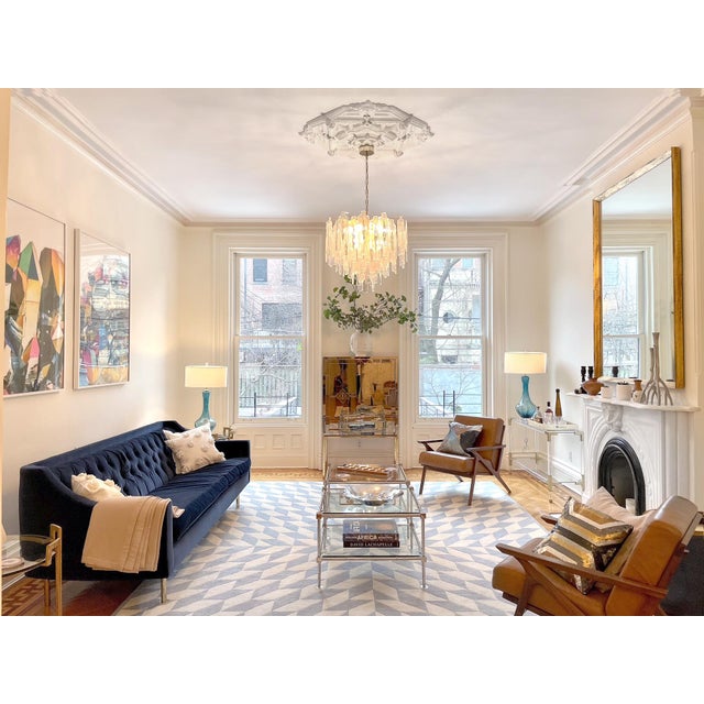 Mid-Century Modern Kim Salmela "Coco" Sofa — Indigo Blue Tufted Velvet For Sale In New York - Image 6 of 11