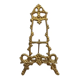 Vintage French Ornate Brass Tabletop Easel in Gold/Gilt Finish For Sale