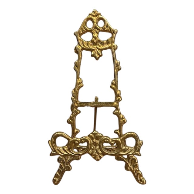Vintage French Ornate Brass Tabletop Easel in Gold/Gilt Finish For Sale