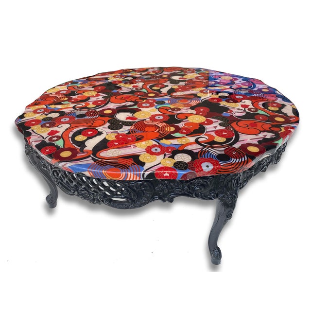 Black Art Deco Resin Top Coffee Table For Sale - Image 8 of 13