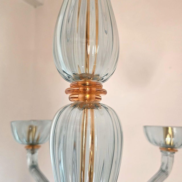 1980s Light Blue Murano Glass Chandelier For Sale - Image 12 of 14