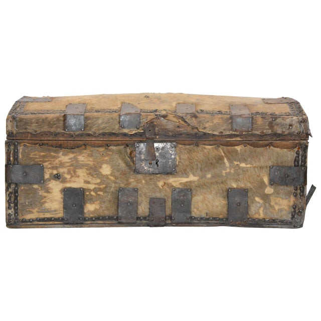 19th Century Spanish Colonial Hide Covered Trunk For Sale