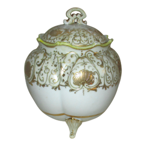Antique Nippon Morimura Bros Hand Painted Gold Design Porcelain Biscuit Jar