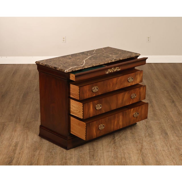 Traditional Henkel Harris Empire Style Marble Top Mahogany Chest Of Drawers For Sale - Image 3 of 18