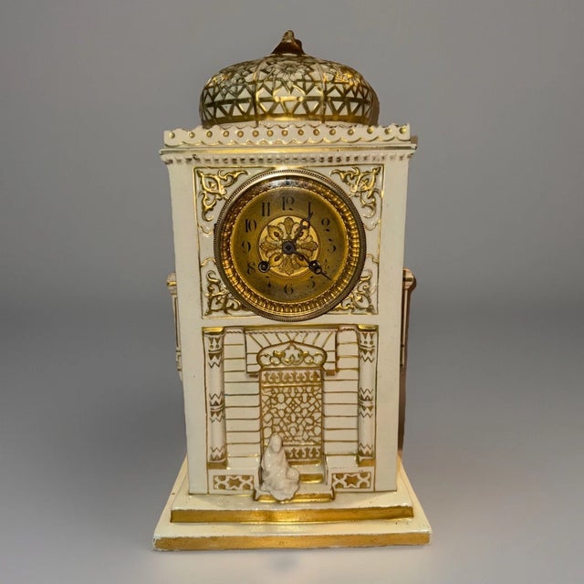 Metal 19th Century French Orientalist Porcelain Clock For Sale - Image 7 of 11