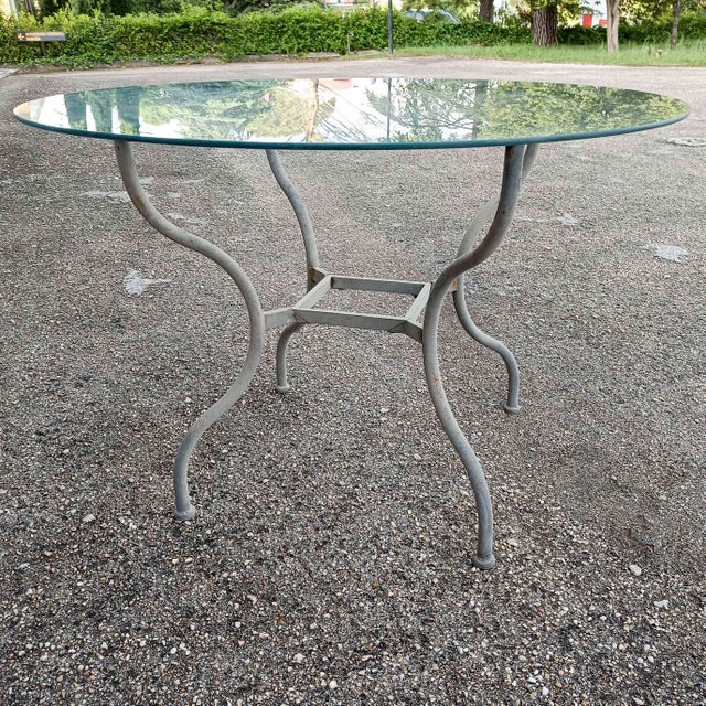 Iron Outdoor Table with Round Glass Top, 1990s For Sale - Image 17 of 18