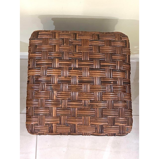 Gorgeous, dark brown, rattan and wicker bar stool from the 1980’s—perfect for sunrooms, conservatories, and patios! This...