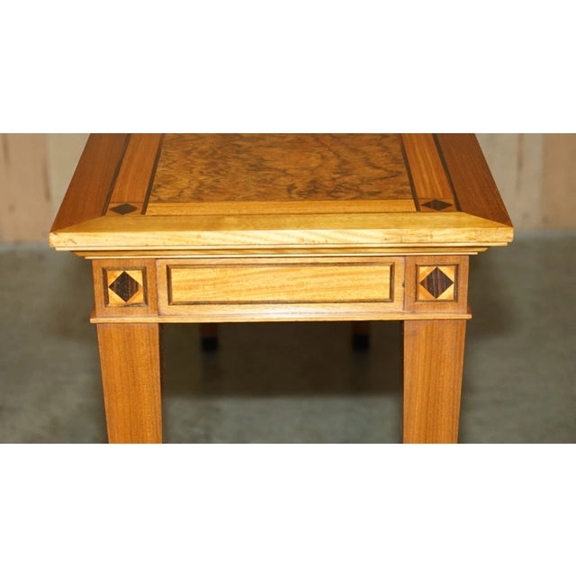 Stunning Vintage 1994 David Linley Burr Walnut Amboyna Wood Large Console Table For Sale - Image 15 of 18