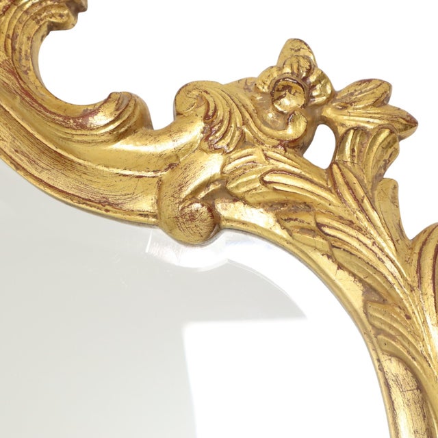 Large Baroque Crested Mirror in Gold Leaf from Deknudt, 1950s For Sale - Image 9 of 18