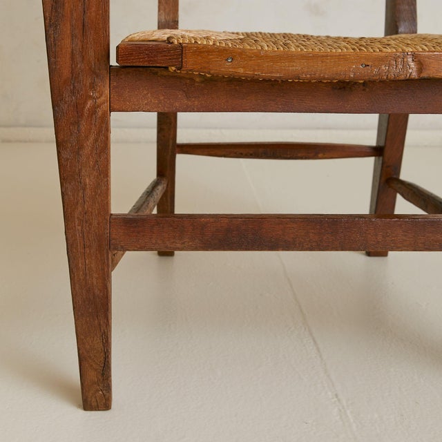 French Wood + Rush Armchair, 1940s For Sale - Image 13 of 18