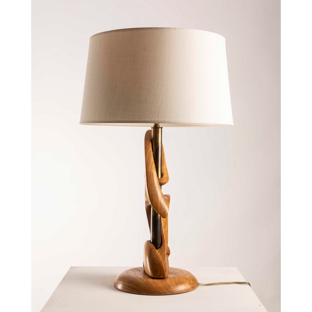 Mid-Century Modern Sculptural Wooden Table Lamp by Philip Heifetz For Sale - Image 3 of 11