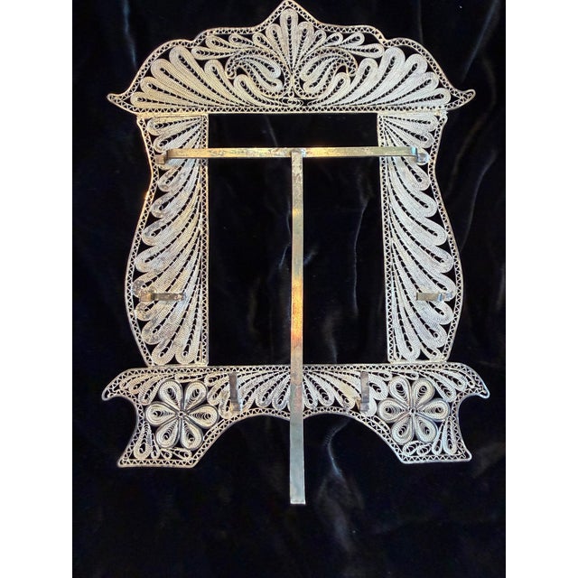 Vintage Persian Silver Filigree Wedding Frame For Sale - Image 10 of 13