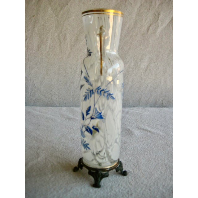 Blue Late 19th Century French Art Nouveau Vase With a Enameled Bird For Sale - Image 8 of 10