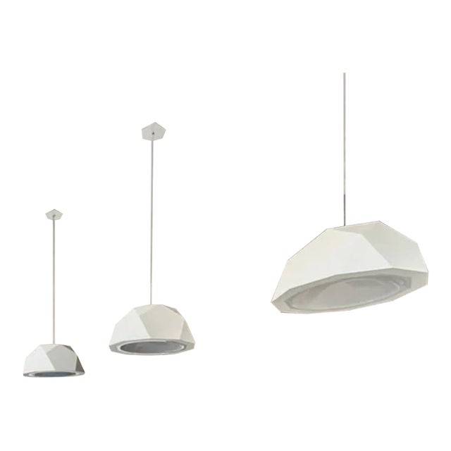 Set of 3 Fabbian Crio D81 Pendant Lights by Gio Minelli - Matte White - 22.5" For Sale