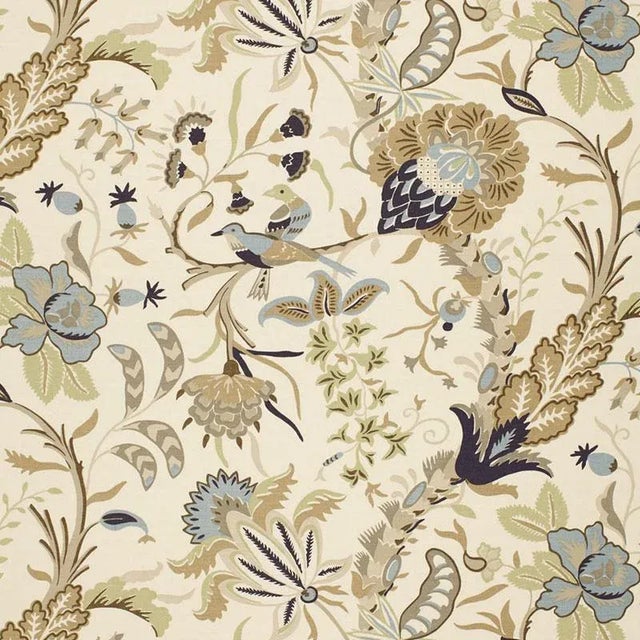 This classic botanical is alive with leafy vines, blossoming flowers and birds. Printed on a soft Linen ground, the forms...