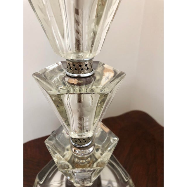 Art Deco Glass 5-Tiered Geometric Shapes Lamp, Vintage Mid 20th Century For Sale In Raleigh - Image 6 of 9