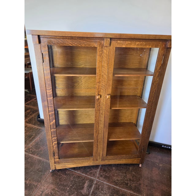 American Antique Mission Arts & Crafts Bookcase For Sale - Image 3 of 11