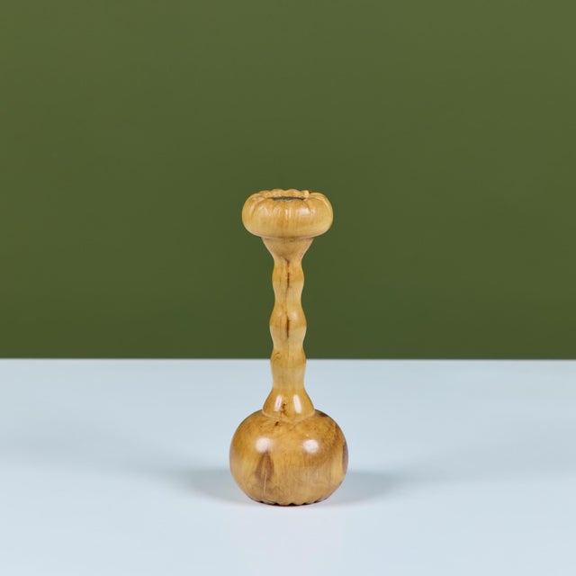 Hand Turned Spalted Birch Candlestick Holder by Evan Segota For Sale In Los Angeles - Image 6 of 13