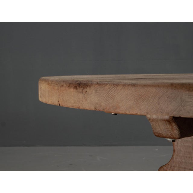 Brutalist Large Oak Rural Round Coffee Table, 1962 For Sale - Image 3 of 15