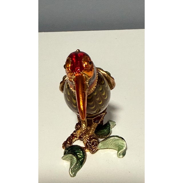 Fitz and Floyd 2006 Fitz and Floyd Guild Collection Jeweled Orange Beak Bird Figurine With Box For Sale - Image 4 of 13
