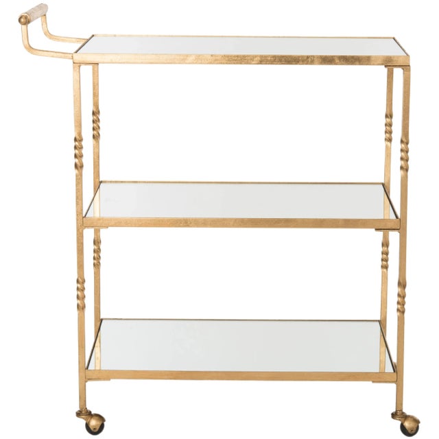 2020s Contemporary Glass Bar Cart in Gold For Sale - Image 5 of 5