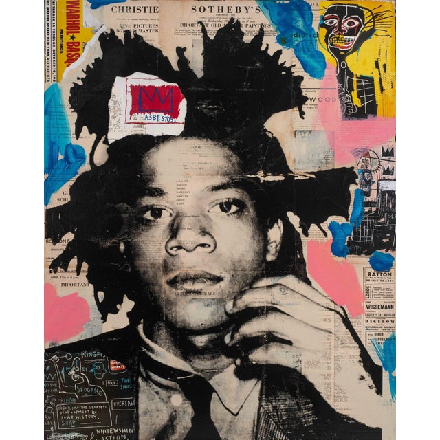 Jean Michel Basquiat Pop Art Portrait Painting by Dane Shue For Sale