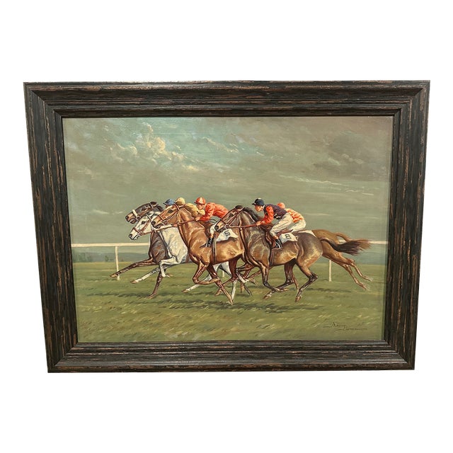 Painting of Jockeys Racing by Ninetta Butterworth For Sale